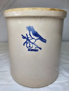 Blue Cobalt Decor Bluebird On A Branch Jug 1 Gallon Salt Glaze Stoneware Crock