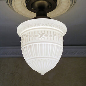 366c Antique 1910 S 30 S Ceiling Light Glass Lamp Fixture Hall Porch Pendant
