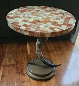 Vintage Tessellated Horn And Brass Side Table Absolutely Stunning