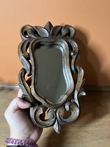 Vintage Carved Wooden Mirror Small