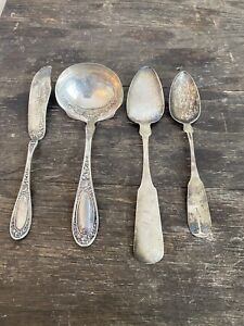 Vintage Coin Silver Monogram Fiddle Spoons 1835 R Wallace Pat Feb 23 09