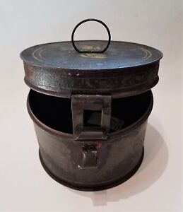 Vintage 19thc Antique Toleware Tole Tin Painted Tea Spice Box Storage Container
