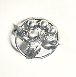 Kalo Silver Brooch Sterling Silver Round Cherry Cherries Pin Arts And Crafts Era