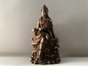 Chinese Natural Eaglewood Hand Carved Exquisite Guanyin Statue 15441