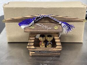 Vintage Handmade Japanese Kokeshi Wooden Doll Carriage With Original Packaging