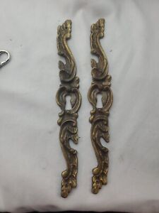 2 Vintage Solid Brass 6 1 2 Long French Style Escutcheon Key Hole Covers