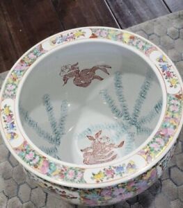 Antique Chinese Famille Rose Koi Fish Bowl Hand Painted
