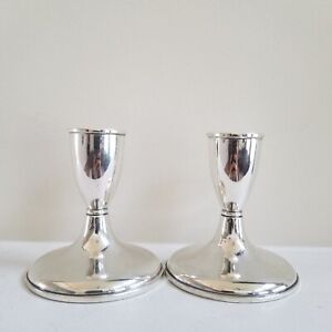Vintage Preisner Sterling Silver Weighted Candlestick Candle Holders Pair 882
