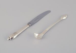 Evald Nielsen Denmark Beautiful Sugar Spoon And Fruit Knife Danish 830 Silver