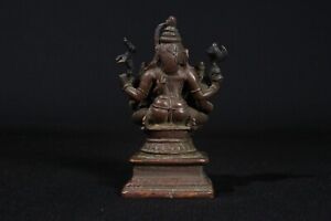 Antique Look Traditional India Ritual Copper Statue God Shiva Parvati Ganesh