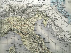 1866 Map Of Upper Italy Hand Colored Lithograph 11 5 X 9 5 