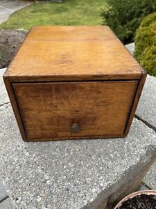Vintage Single Drawer Wood Card Catalog Index File Cabinet Oak Box