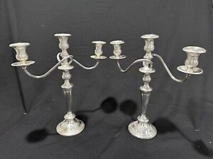 Frank Whiting Pair Of Weighted 3 Light Candelabra 2175 Sterling Silver 14 25 