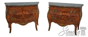 F63279ec 80ec Pair French Louis Xv Style Marble Top Commodes