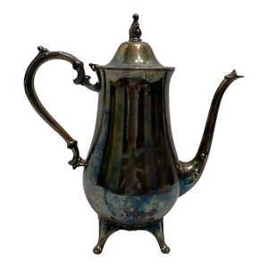 Tea Coffee Pot Tarnished 2 Lb 11 Oz Four Footed Elephant Spout Hinged Lid