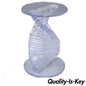 Vtg 28 Mid Century Modern Spiral Stacked Helix Lucite Sculptural Pedestal Table