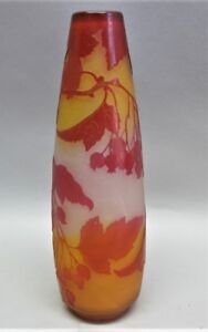 Rare Original 10 5 Emile Galle Red Currant Art Nouveau Glass Vase C 1910