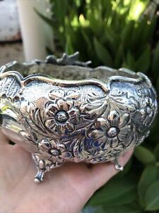 Antique Repousse Solid Silver Bowl 6 2 300 Gr