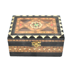 Vintage Moorish Wood Marquetry Trinket Box