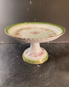 Victoria Antique Austria Porcelain Floral Compote Pedestal Dish Height 4 3 4 