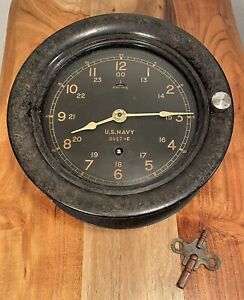 Early Seth Thomas Us Navy Ship Engine Room Clock 12 24