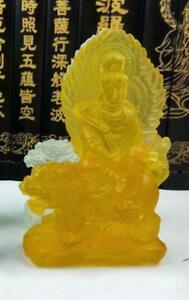 5 Tibet Tibetan Buddhism Statue Manjushri Buddha Liuli Glaze Gift Yellow