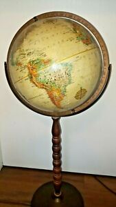 Vintage Replogle 12 Land Sea Floor World Globe On Wood Metal Stand Ussr