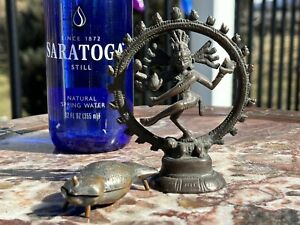 Small 19th Century Indian Antique Nataraja Shiva Bronze Figure Cricket Box