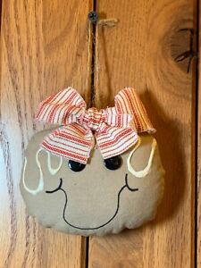 Handmade Primitive Fabric Cute Girl Gingerbread Bowl Filler Ornament Decor