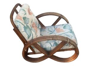 Paul Frankl Style Full Pretzel Rattan Lounge Chair
