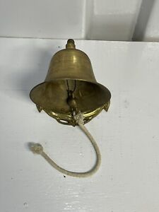 Vintage Brass Ships Bell Anchor Shaped Mount 5 Round Bell