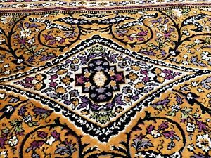 Vintage Oriental Persian Tapestry Rug Silk Wool Velvet 50 X 34 5 Gold Purple