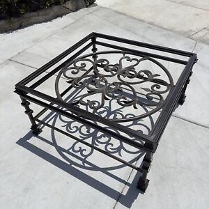 French Wrought Iron Coffee Table Handmade Glass Top And Bottom Asap Sale