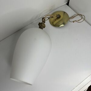 Vintage Mid Century Ceiling Light Fixture Lamp Hanging Frosted Glass Mcm 1970 S