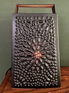 Primitive Colonial Punched Tin Cheese Grater Tabletop Accent Light W Bulb