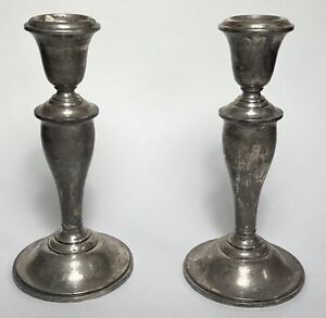 Gorham Vintage Sterling Silver Weighted Candle Stick Holders 7 702 Grams