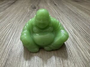 Vintage Green Jade Jadeite Laughing Happy Buddha Figurine Figure Statue Chinese