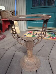 Antique Hot Water Tank Stand Iron Cracked Base 12 5 Wide X 30 Tall Plants