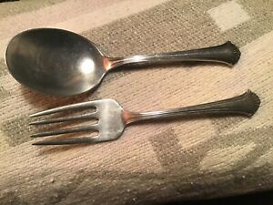4 Old Webster Baby Sterling Silver Childs Spoon Fork Set Shell Embossed Rim Tips