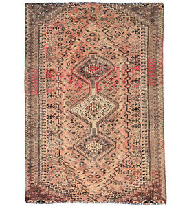 Semi Antique Geometric Tribal Wool 6x8 Distressed Oriental Rug Farmhouse Carpet