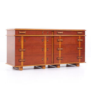 Paul Frankl For Johnson Mcm Leather Birch And Maple Station Wagon Dresser