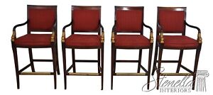 63038ec Set Of 4 Century Regency Style High Bar Stool Chairs