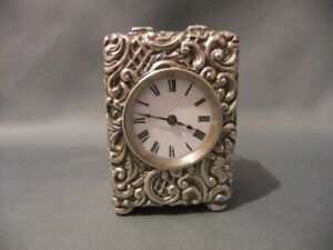 Edwardian Miniature French Silver Cased Carriage Clock Birmingham 1905