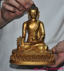 8 Tibet Buddhism Bronze Gilt Shakyamuni Sakyamuni Shakya Mani Buddha Statue