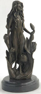 Signed Original Art Deco Blossom Girl By Mavchi Bronze Sculpture Figurine Gift
