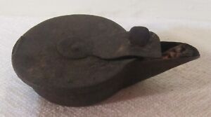 Small Metal Whale Oil Betty Lamp W Old Wick
