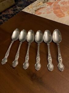 Six Sterling Silver Teaspoons Violet Pattern By Wallace