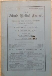 Sept 1879 Eclectic Medical Journal Georgia Eclectic Medical College Atlanta