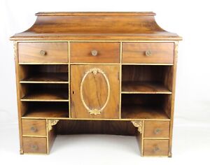 Antique England Walnut Writing Desk Tabletop Storage Multi Compartments