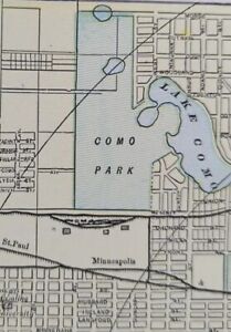 Vintage 1900 St Paul Minnesota Map 14 X11 Old Antique Original Como Park